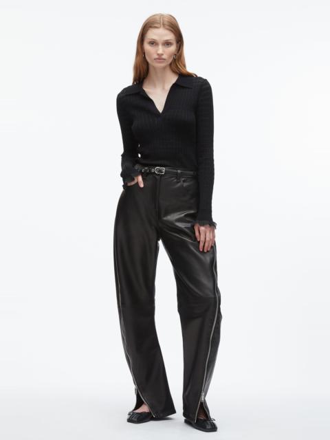 Leather Barrel Jean with Zippers