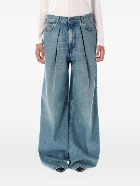 Candy pleated wide-leg jeans