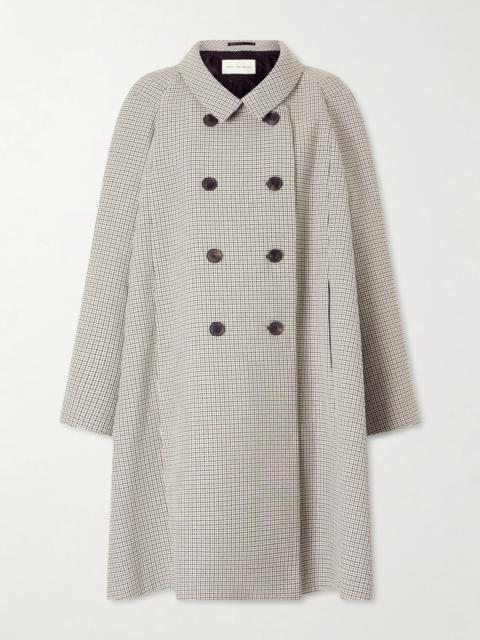 Double-breasted Checked Woven Coat