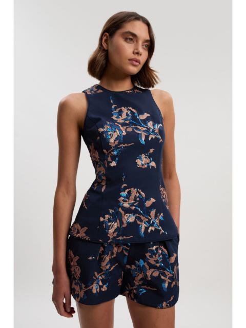 Satin Sequin And Embroidery Woven Top