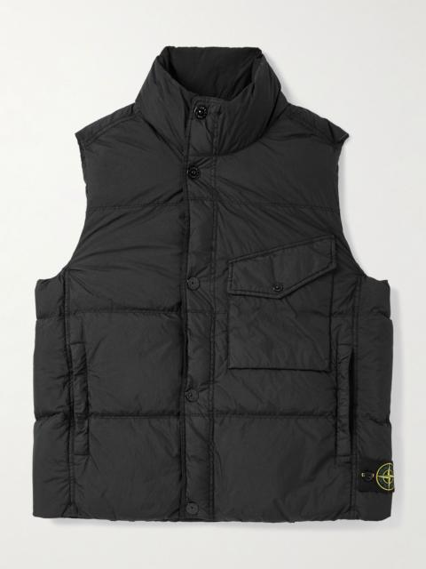 Logo-Appliquéd Garment-Dyed Quitled Crinkled Reps Down Gilet Black