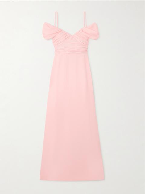 Cold-shoulder Gathered Crepe Gown