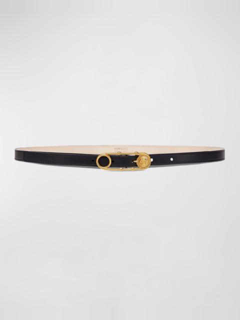 Medusa Safety Pin Leather Belt