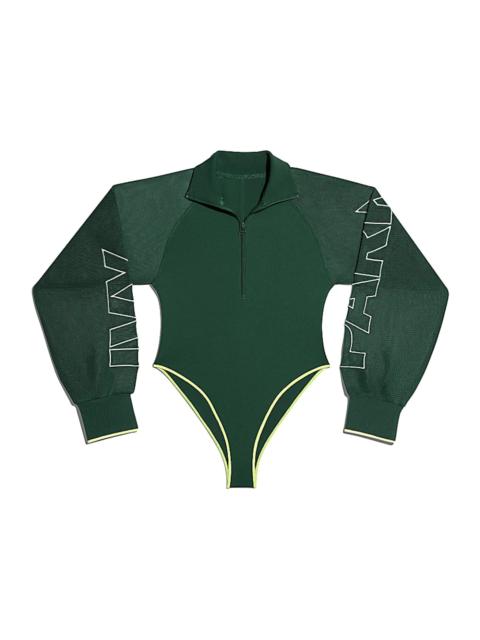 adidas Ivy Park Mesh Sleeve Bodysuit Dark Green/Hi-Res Yellow