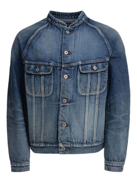 mandarin-collar denim jacket