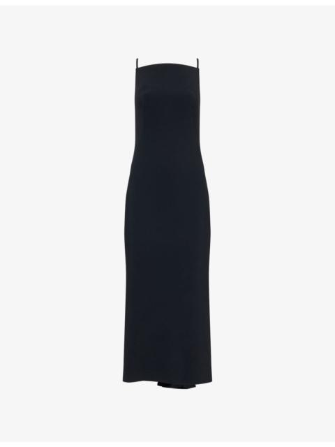 Square-Neck Sleeveless Crepe-Cady Midi Dress