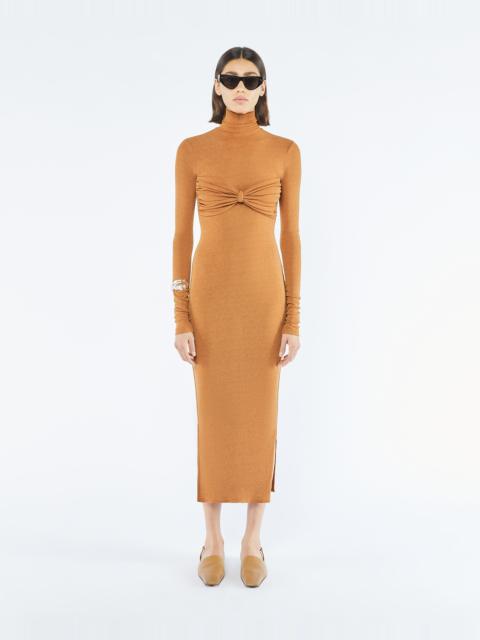 MANJA - Mesh-jersey midi dress - Caramel