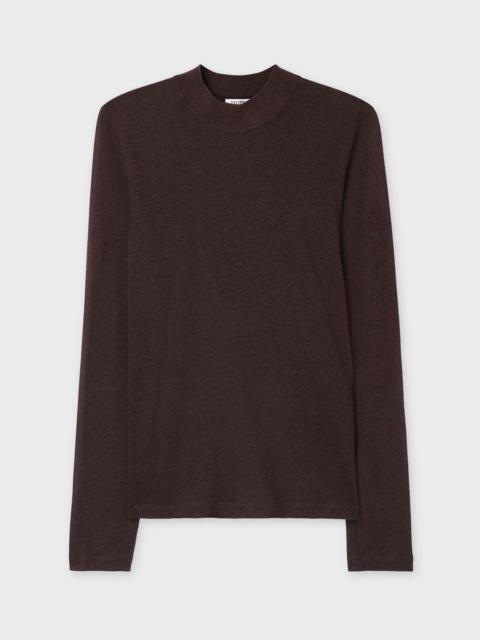 Top Lyocell Cashmere Mock Neck Brown
