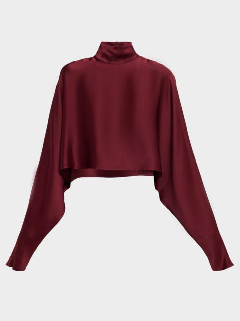 Long-Sleeved Satin Caftan Top