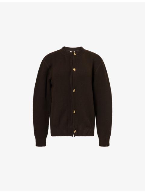 Embossed-Button Wool and Cotton-Blend Cardigan
