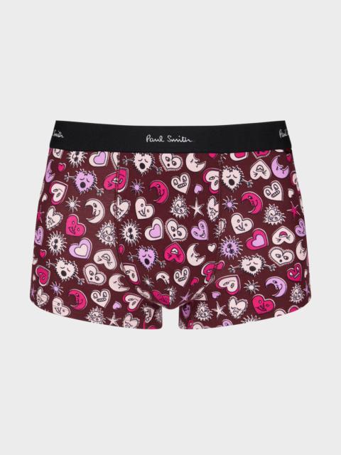 Burgundy 'Hearts and Stars' Boxer Briefs
