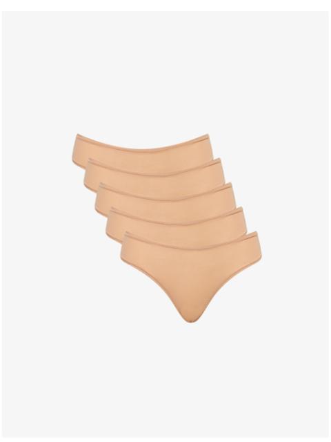 Mid-Rise Pack-of-Five Stretch-Woven Thongs