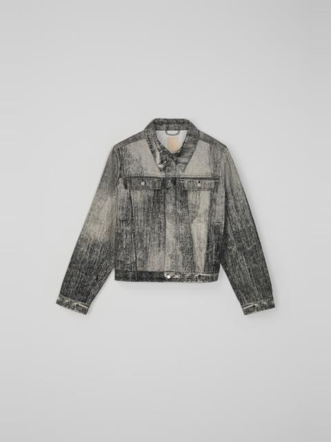 Faded Black Paint Print Denim Jacket