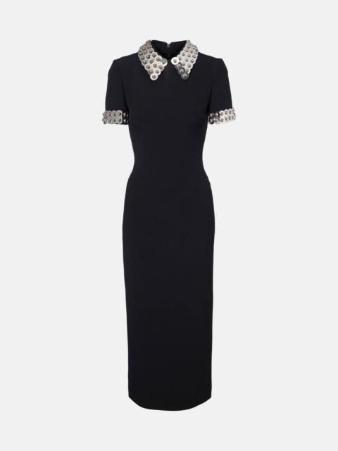 Embellished cady midi dress