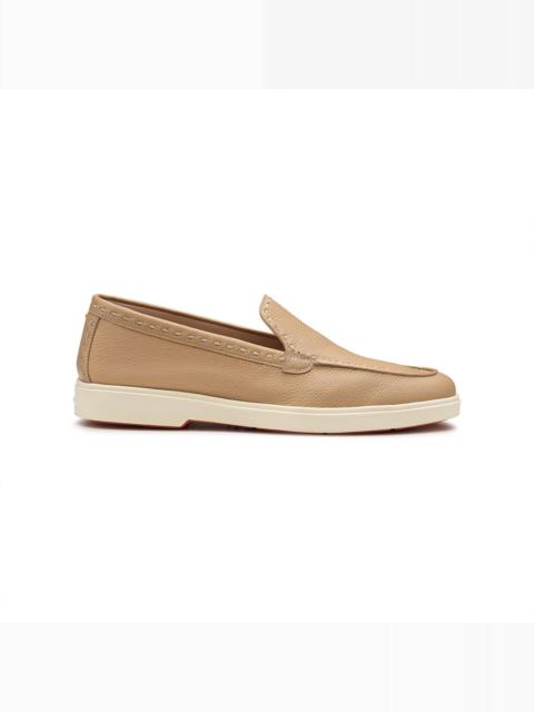 Women's beige leather loafer