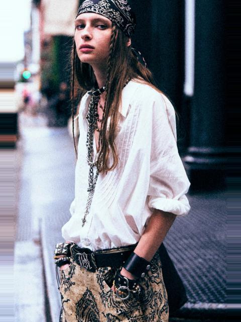 PINTUCK DROP NECK SHIRT