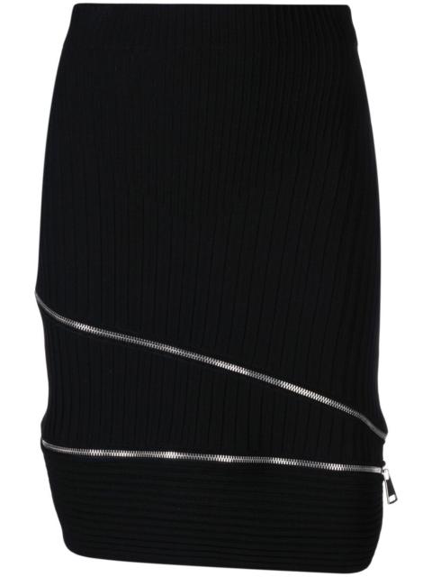 zip-detail knitted skirt