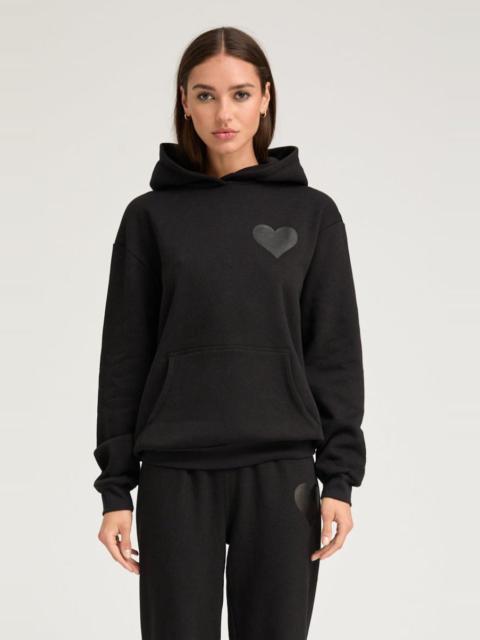 BLACK GLOSSY HEART HOODIE
