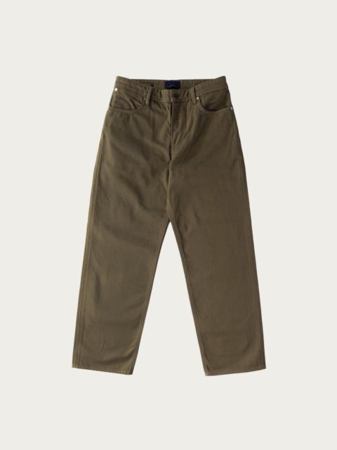 Loose Bull Denim Pants - Olive