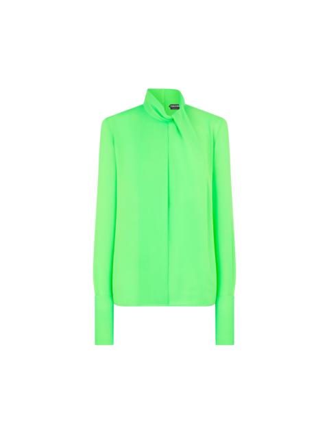 WASHED SILK GEORGETTE LONG SLEEVE BLOUSE