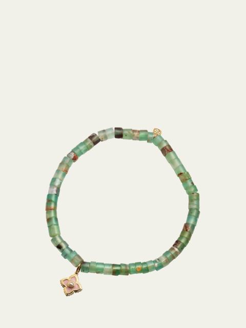 14k Gold Moroccon Beaded Bracelet with Pearl Charm