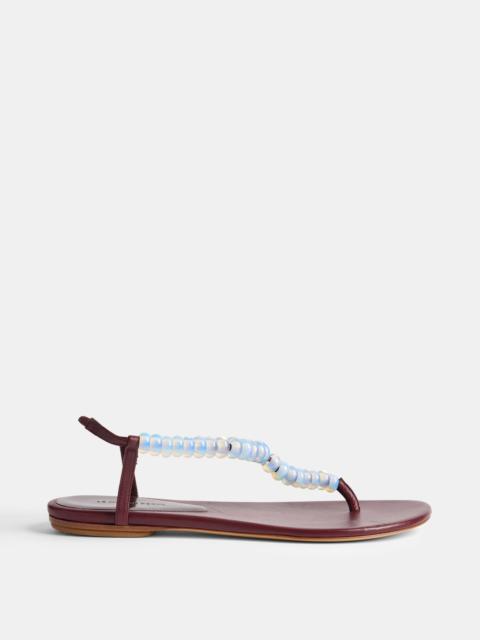 Beaded Thong / Burgundy Leather