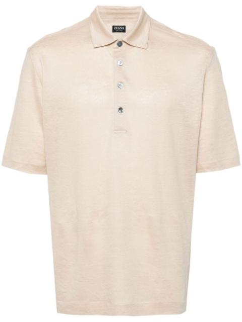 short-sleeve linen polo shirt