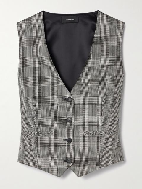 Paneled Prince Of Wales Checked Wool And Satin-twill Vest