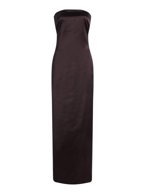 Dolci Strapless Silk-Blend Maxi Dress brown