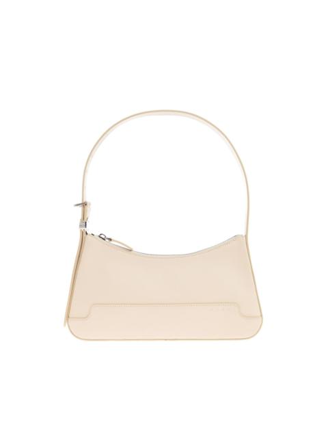 zip-fastening leather shoulder bag