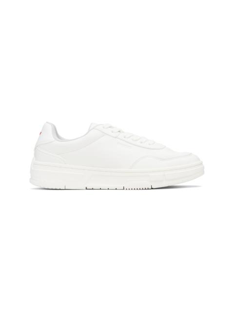 White Faux-Leather Zigzag Detailing Sneakers