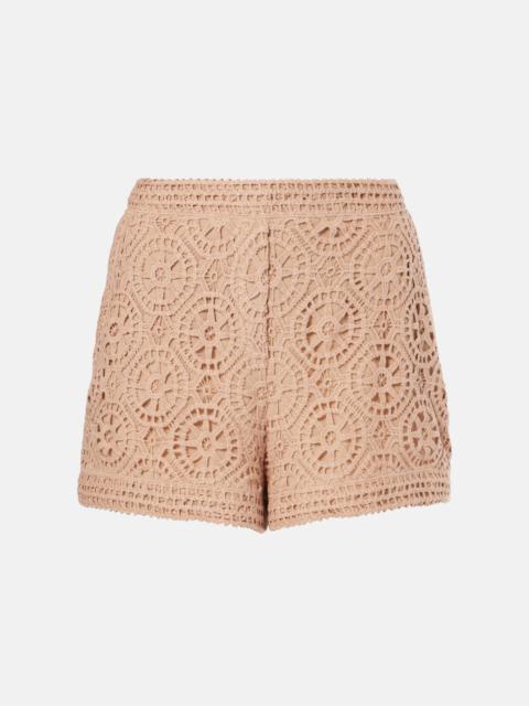 Macramé cotton-blend shorts