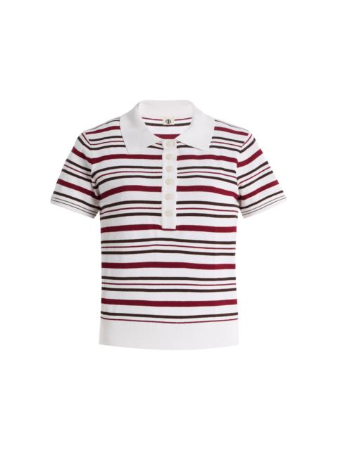 Madison Striped Knit Polo red