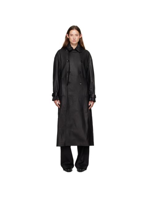 Black Ansa Double-Breasted Trench Coat