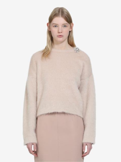 SWEATER WITH FLOWER JEWEL BUTTON