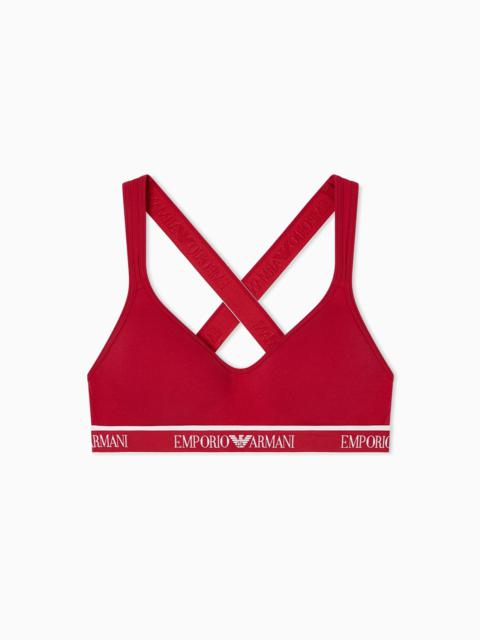 ASV ICONIC ORGANIC-COTTON PADDED BRALETTE WITH LOGO UNDERBAND