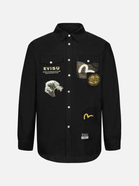 MULTI-POCKET AND LOGO PATCH EMBROIDERED RELAX FIT SHIRT