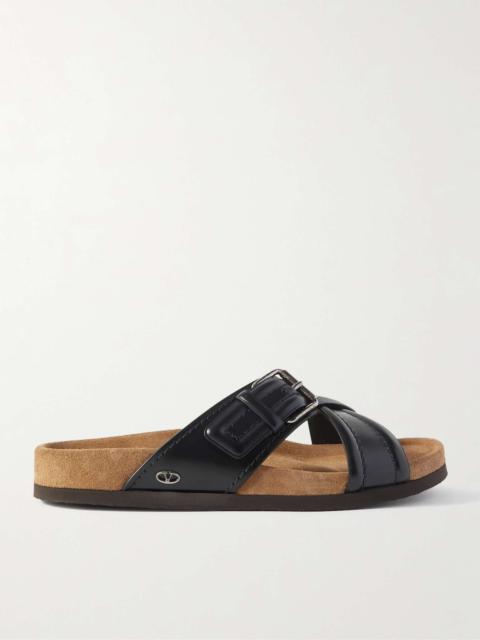 Buckled Logo-Embellished Leather Slides