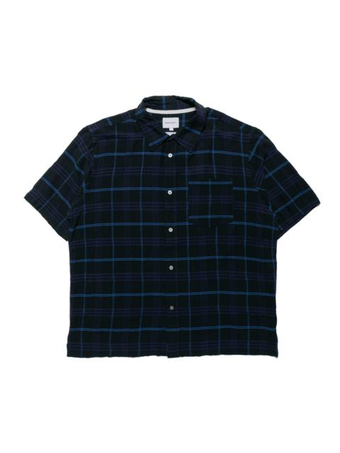 Ivan Relaxed Textured Check SS Shirt Dark Navy