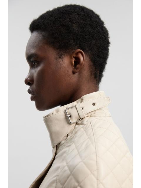 Cropped Quilted Leather Biker Jacket