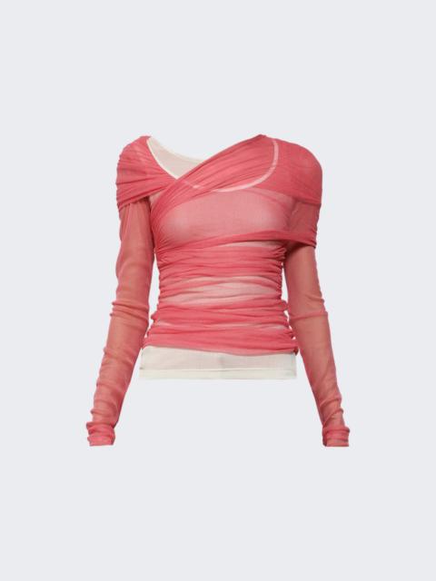 Wrapped Tulle Long Sleeve Tank Cerise Pink