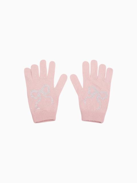 Coline Rhinestone Bow Wool-Blend Gloves