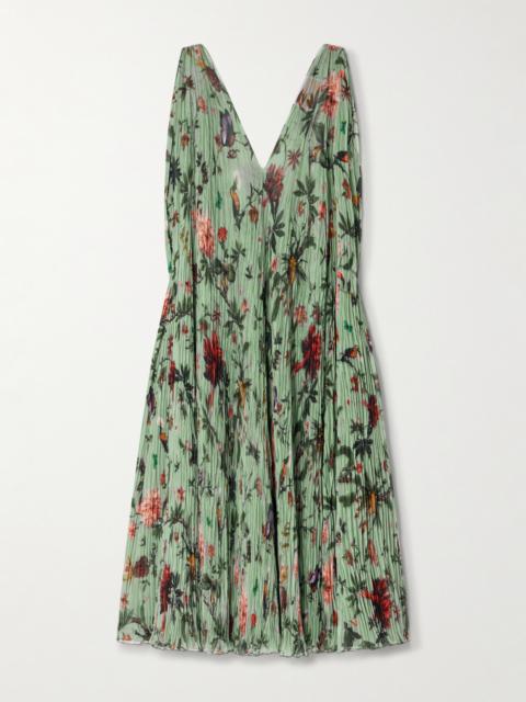 Twirling Floral-print Plissé-chiffon Maxi Dress