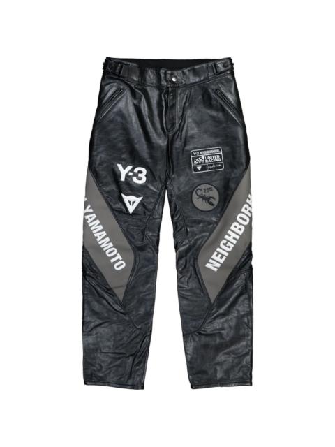 racer logo leather trousers