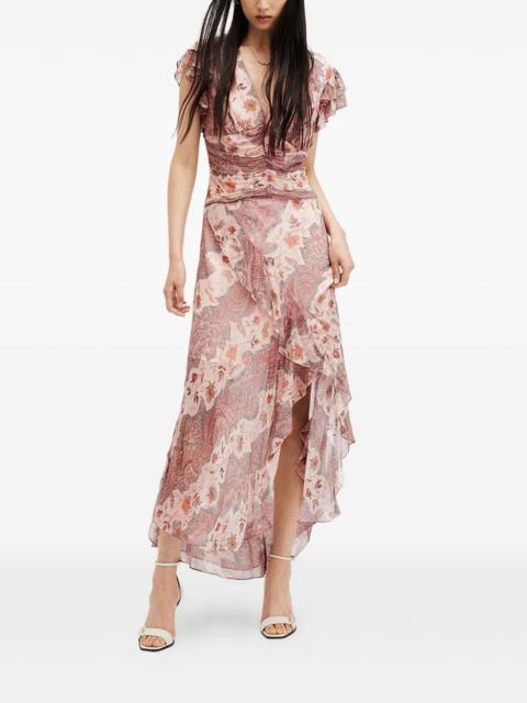 Brea ruffled paisley midi dress