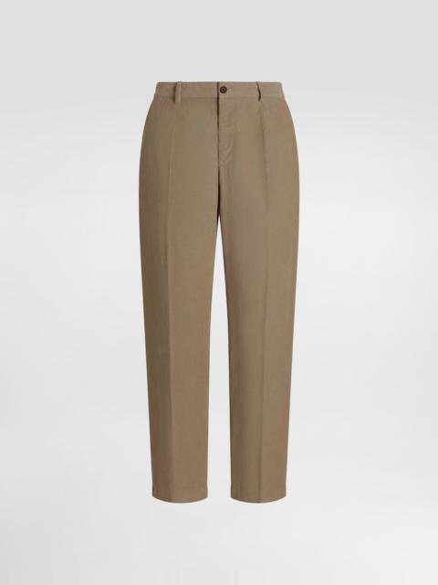 Garment-dyed velvet trousers