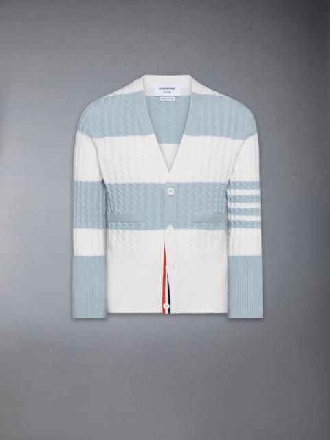 CASHMERE BABY CABLE STITCH 4-BAR CARDIGAN