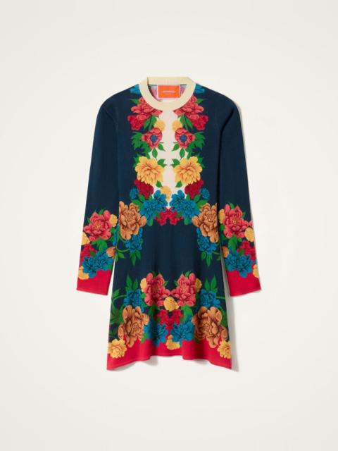 Knit Long Sleeve Mini Swing Dress