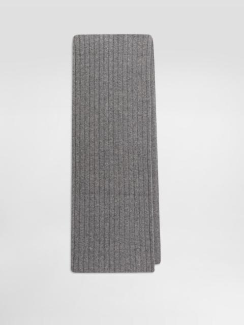 Cashmere flat rib knit scarf
