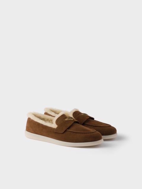 Suede and shearling loafers